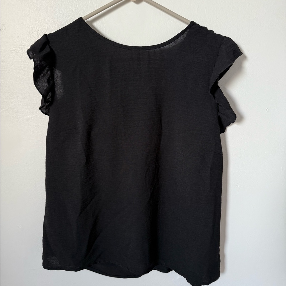 SHEIN Black Ruffle Sleeve Blouse